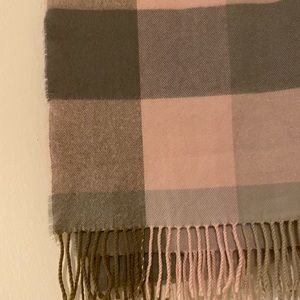 Pink and Taupe Plaid Cashmere Scarf